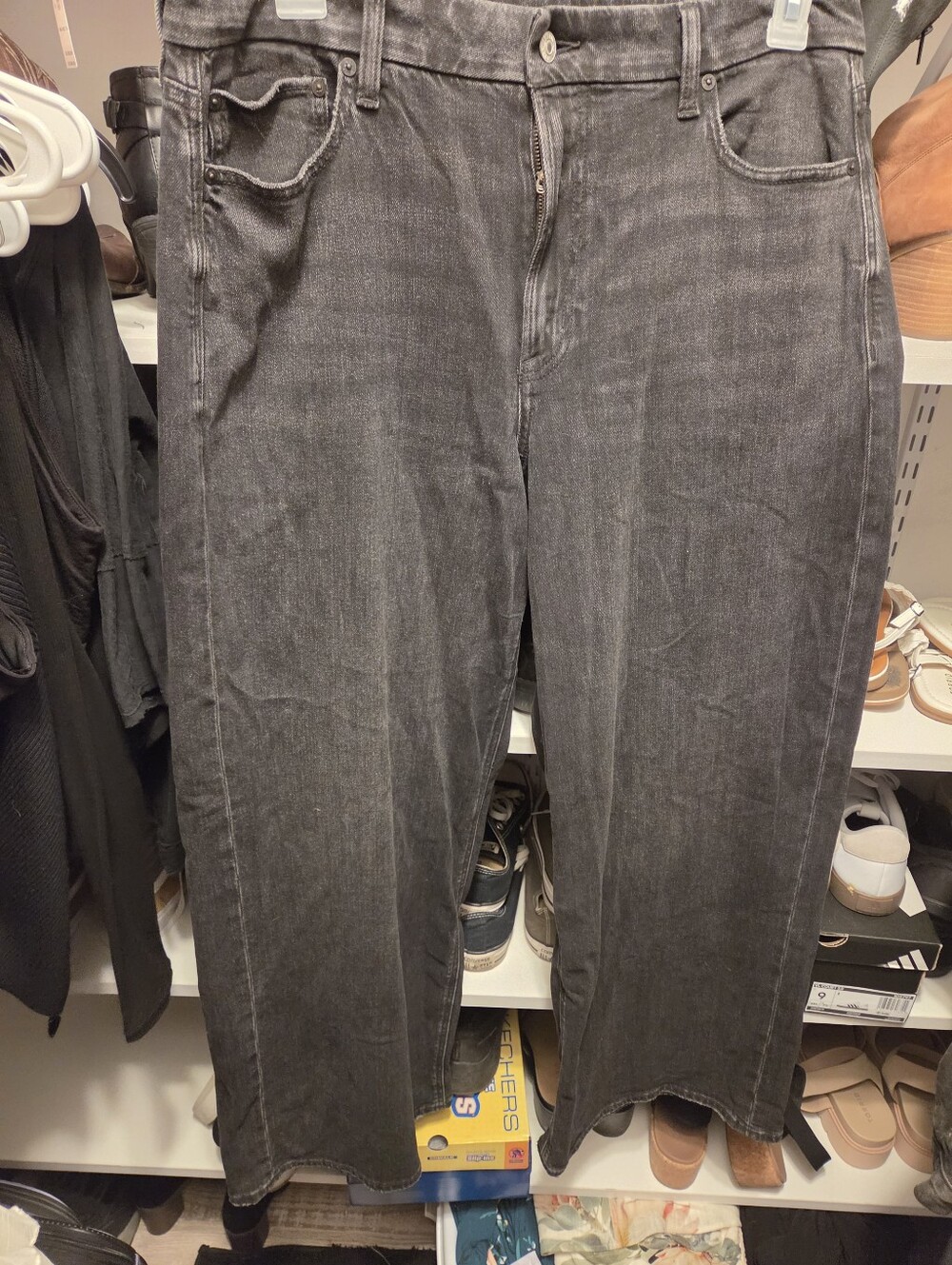 Womens Black Wide-Leg Jeans